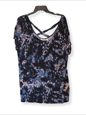 Cato Blue, Black & Cream Abstract Print Top